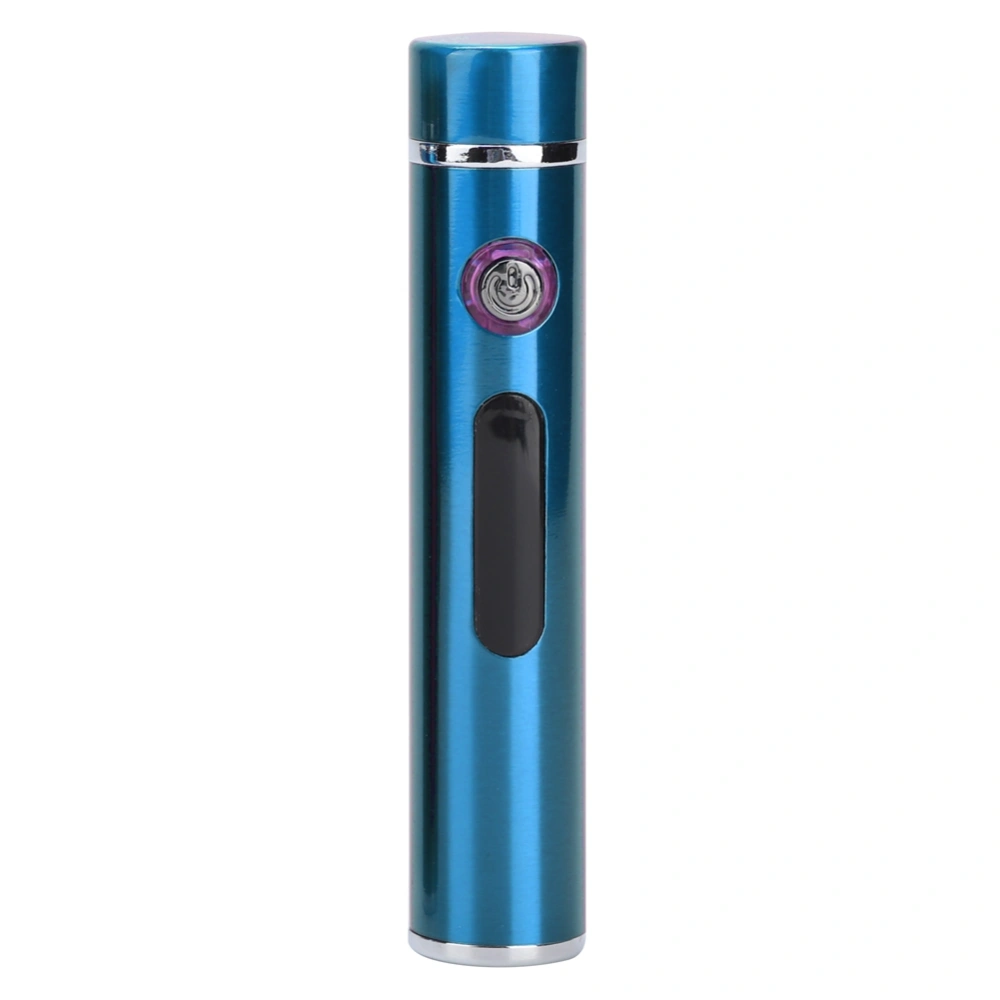 Mini Portable USB Electric Arc LED Lighter Windproof Cigarette Lighter With Power DisplayBlue Brushed