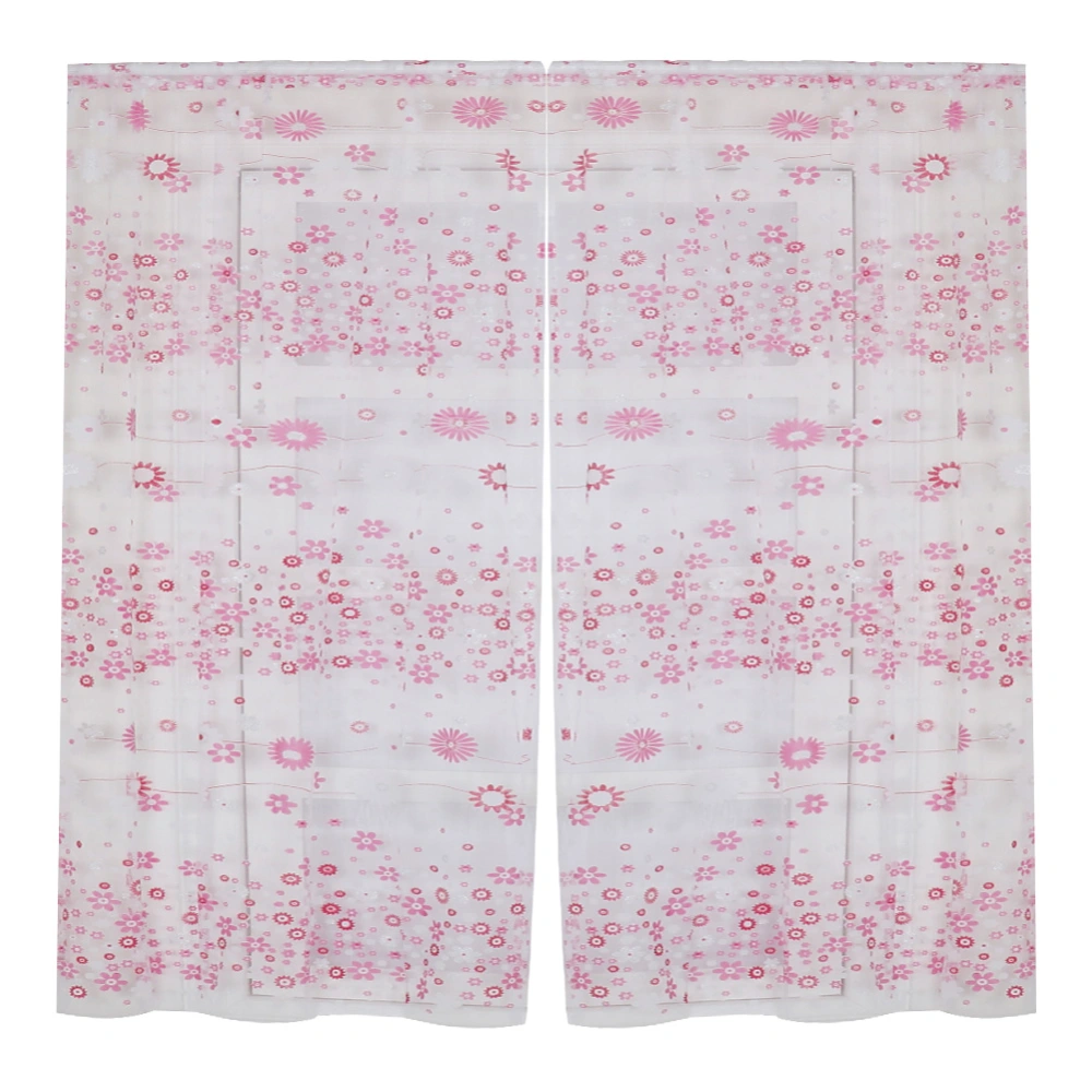 100 x 200 cm Floral Print Sheer Vintage Embroidery Voile Window Panels for Bedroom Pink