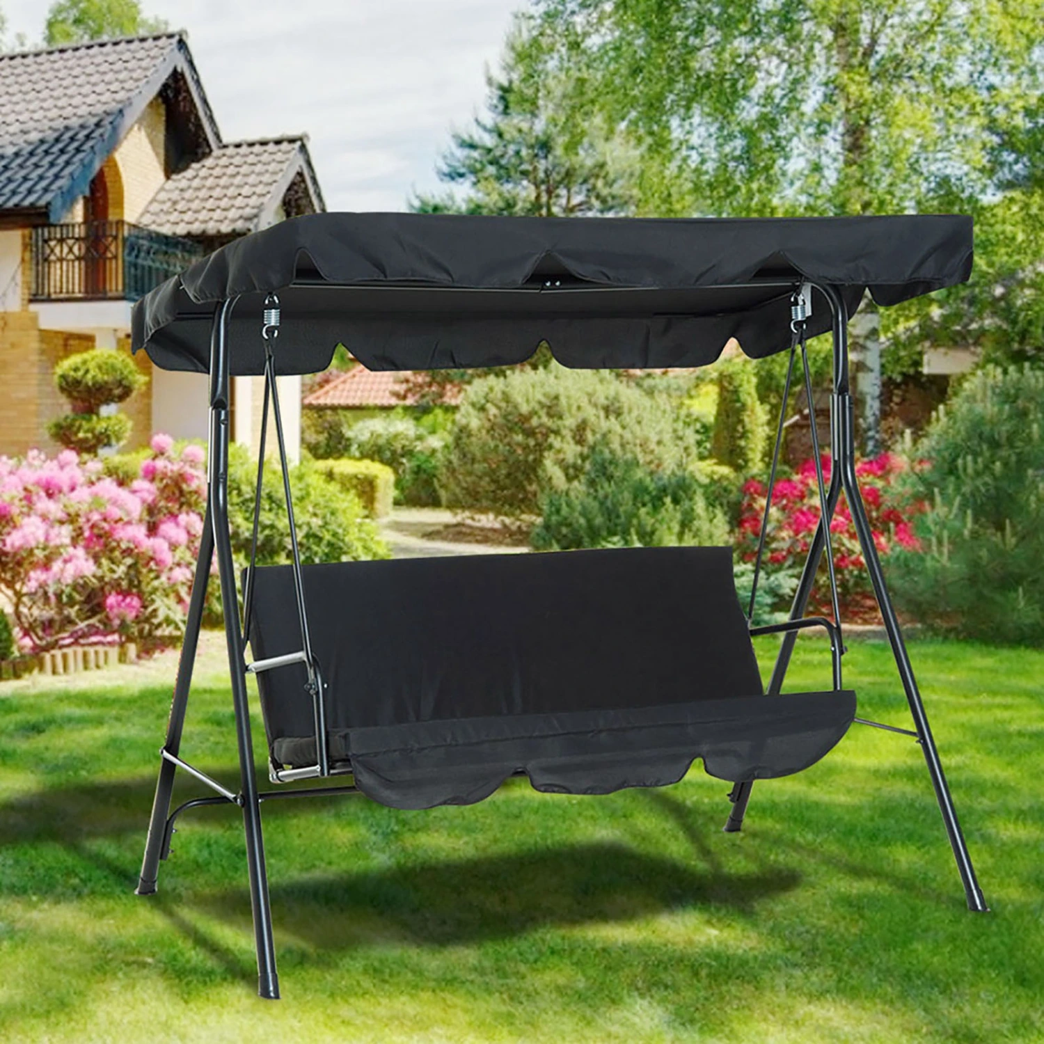 Waterproof Swing Seat Top Cover Outdoor Rainproof Durable Anti Dust Protector Black