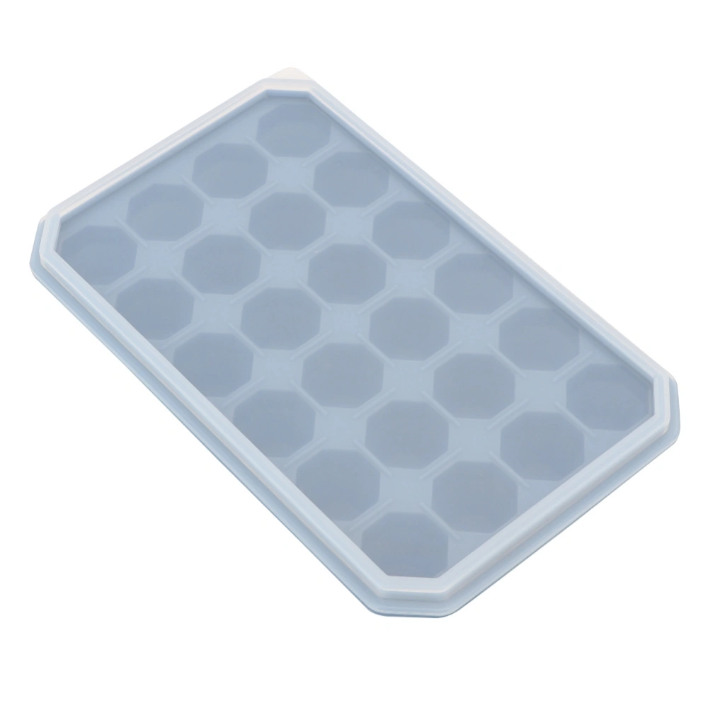 24 Grids DIY Silicone Ice Tray Freeze Pudding Mold Chocolate Mould Baking with Lid Blue