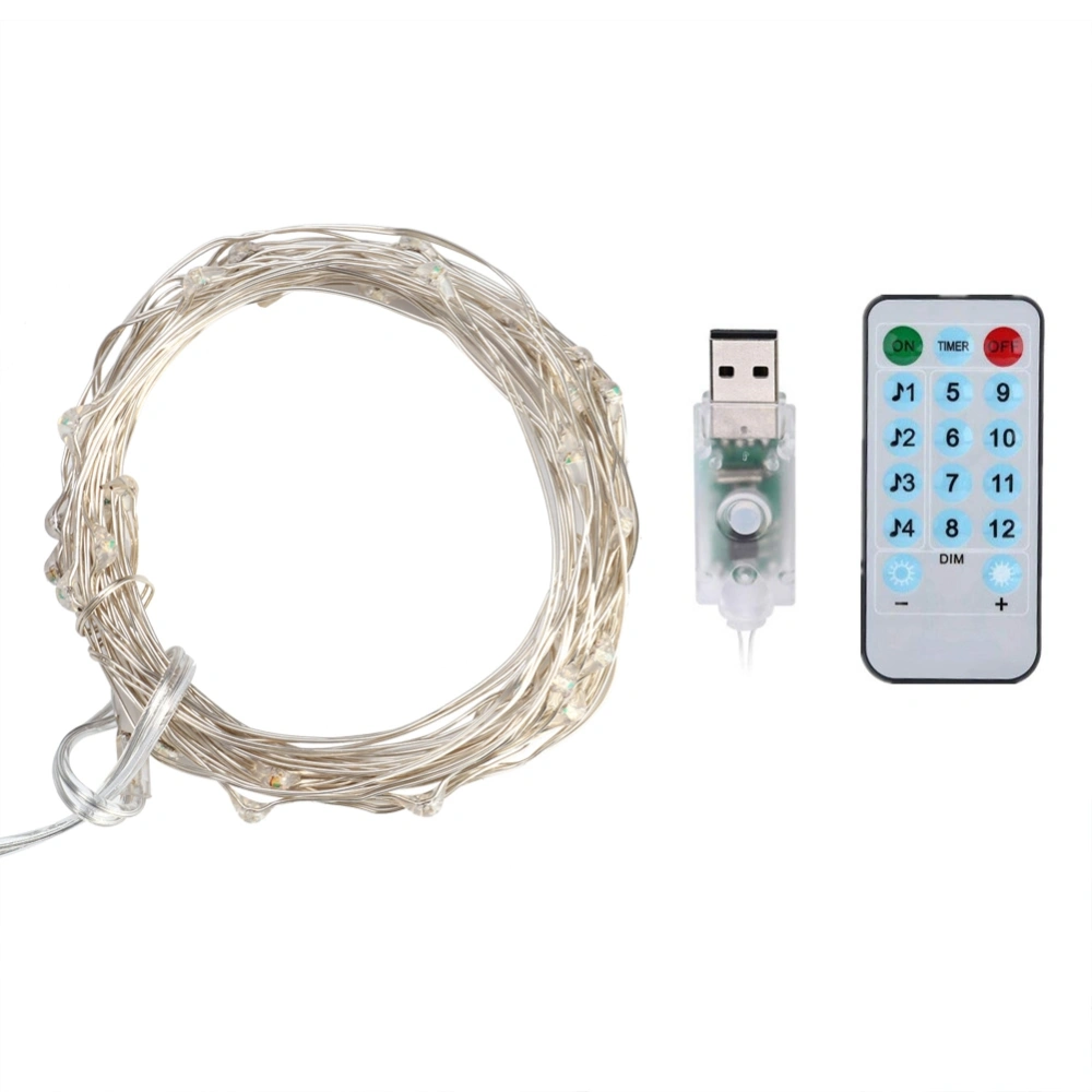 10M 100 Lights Sound Activated Copper Wire LED String Lights Remote Control Lamp (Color)