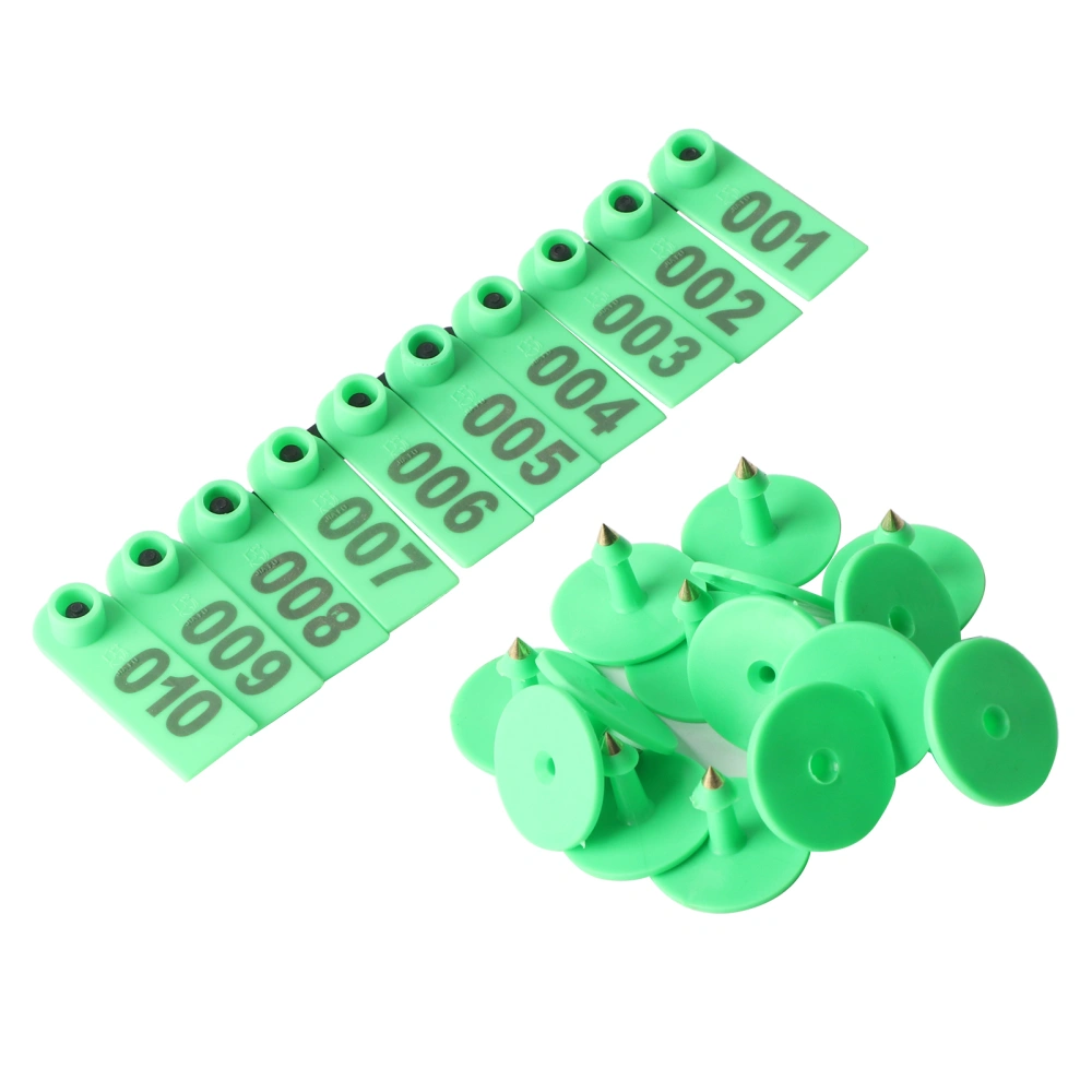 1-100 Number Plastic Livestock Ear Tag Animal Tag for Goat Sheep Pig (Green)