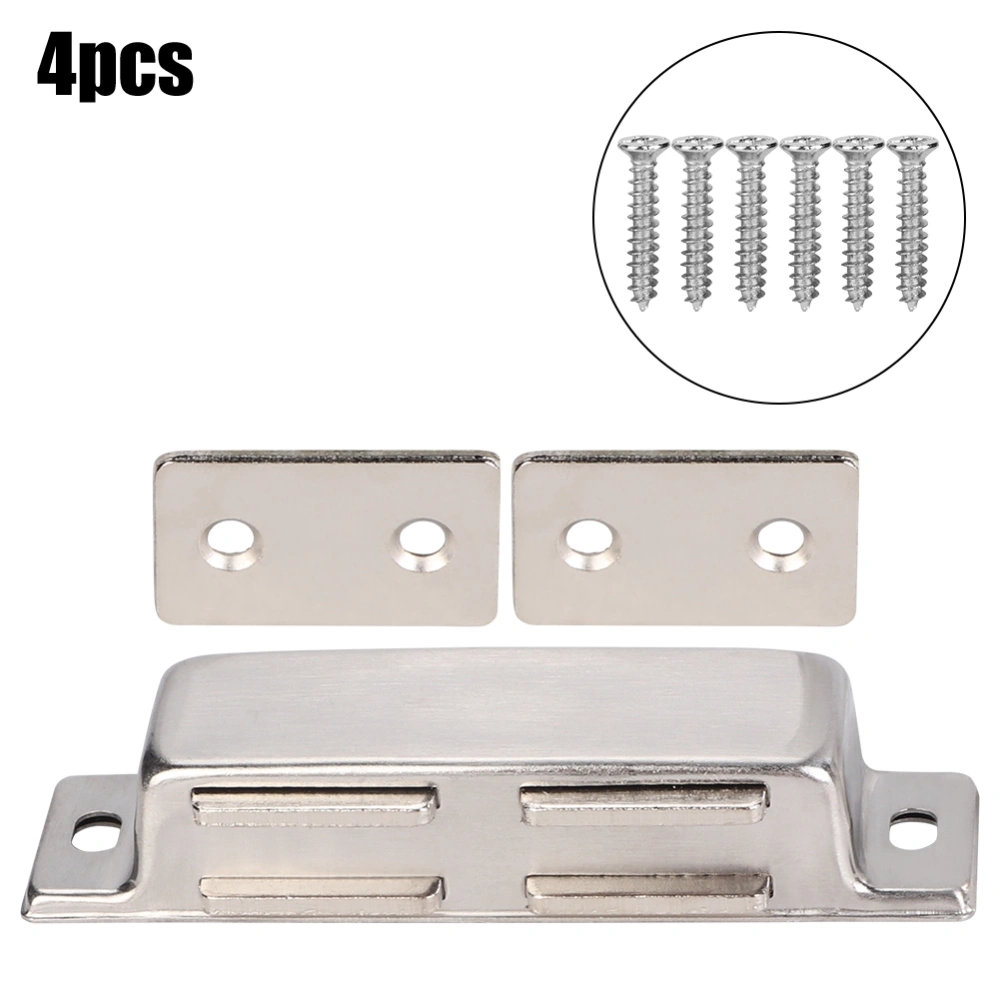 4Pcs Magnetic Cabinet Double Door Catch Stainless Steel Closet Catches for Household