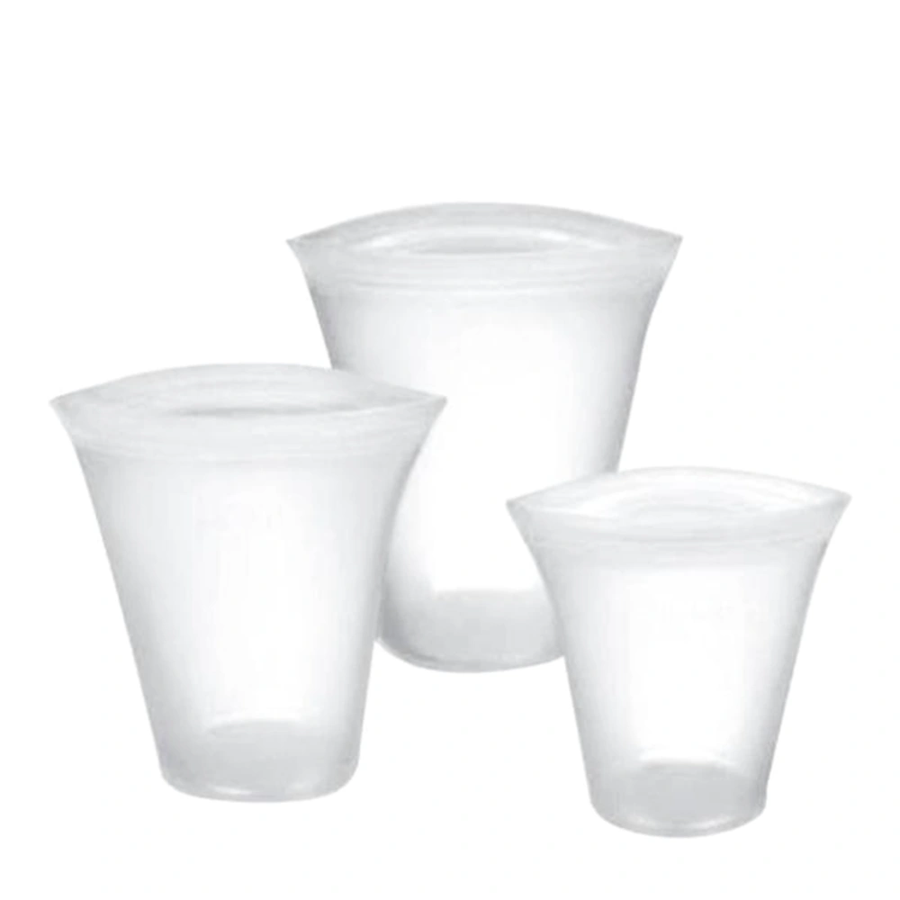 Silicone Food Preservation Bag Airtight Seal Freeze Food Container(3pcs clear silicone cup)