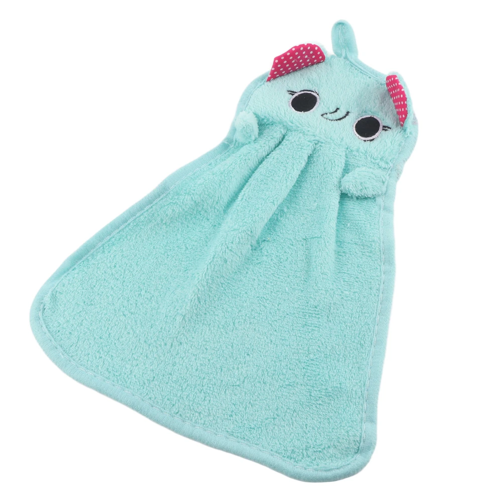 Cute Cartoon Hand Towel Thick Coral Fleece Animals Shape Towel for Home Bathroom Toilet Green Elephant