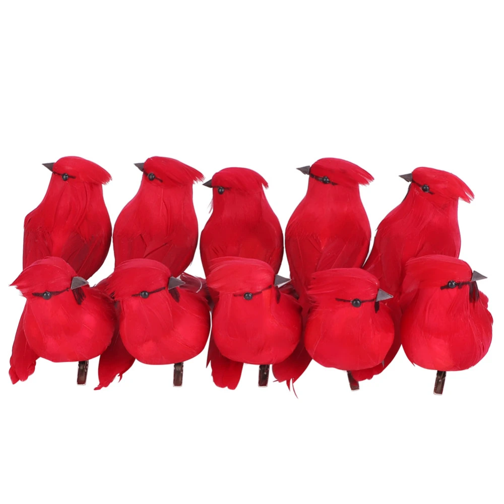 10Pcs Red Foam Handmade Artificial Simulated Bird Yard Lawn Garden Outdoor Decoration