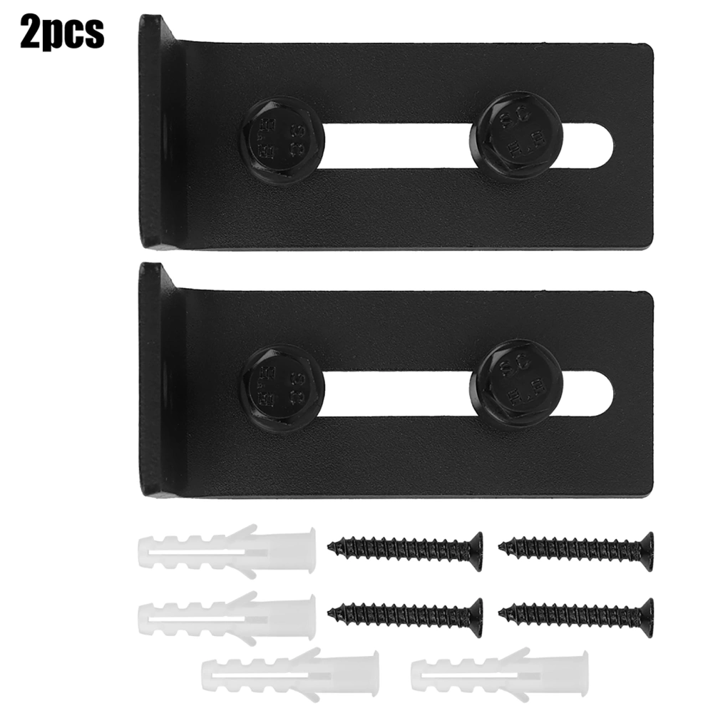 2Pcs Adjustable Sliding Barn Door Hardware Bottom Floor Guide Roller Mount Black