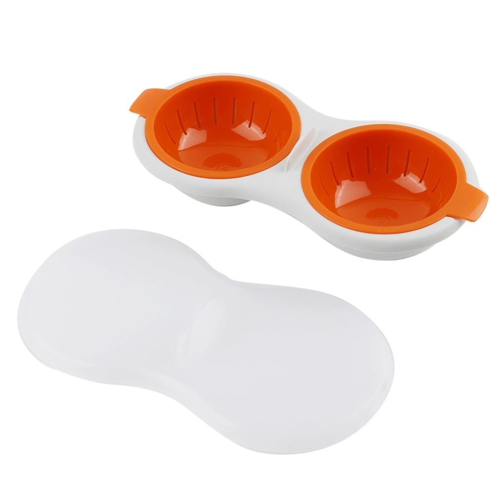 Double Layer Mini Egg Steamer Breakfast Egg Poacher Kitchen for Microwave (Orange)