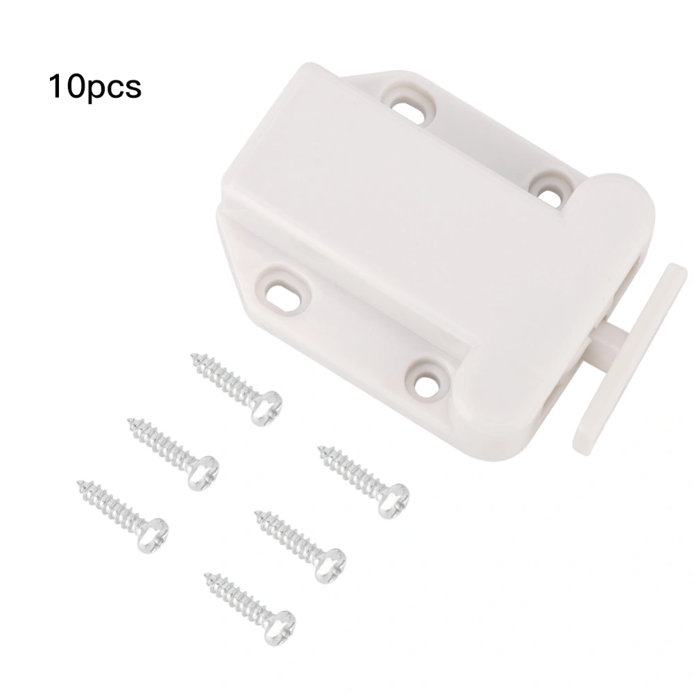 10pcs Cupboard Cabinet Drawer Closet Self Locking Rebound Door Latch Lock White