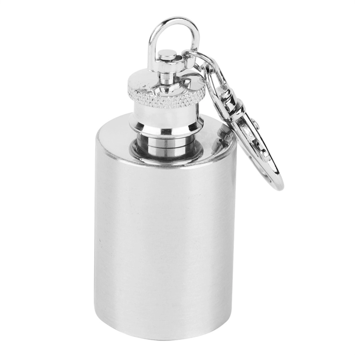 Portable Stainless Steel CylindricaL Shape Alcohol Whiskey Jug Wine Flagon Bottle with Keychain