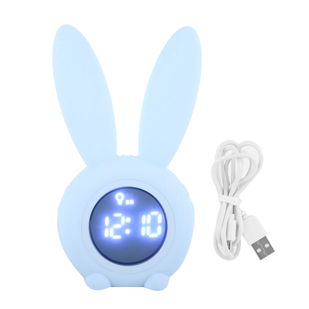 Multifunctional Cartoon Rabbit LED Screen Timing Alarm Temperature Table Clock (Blue)