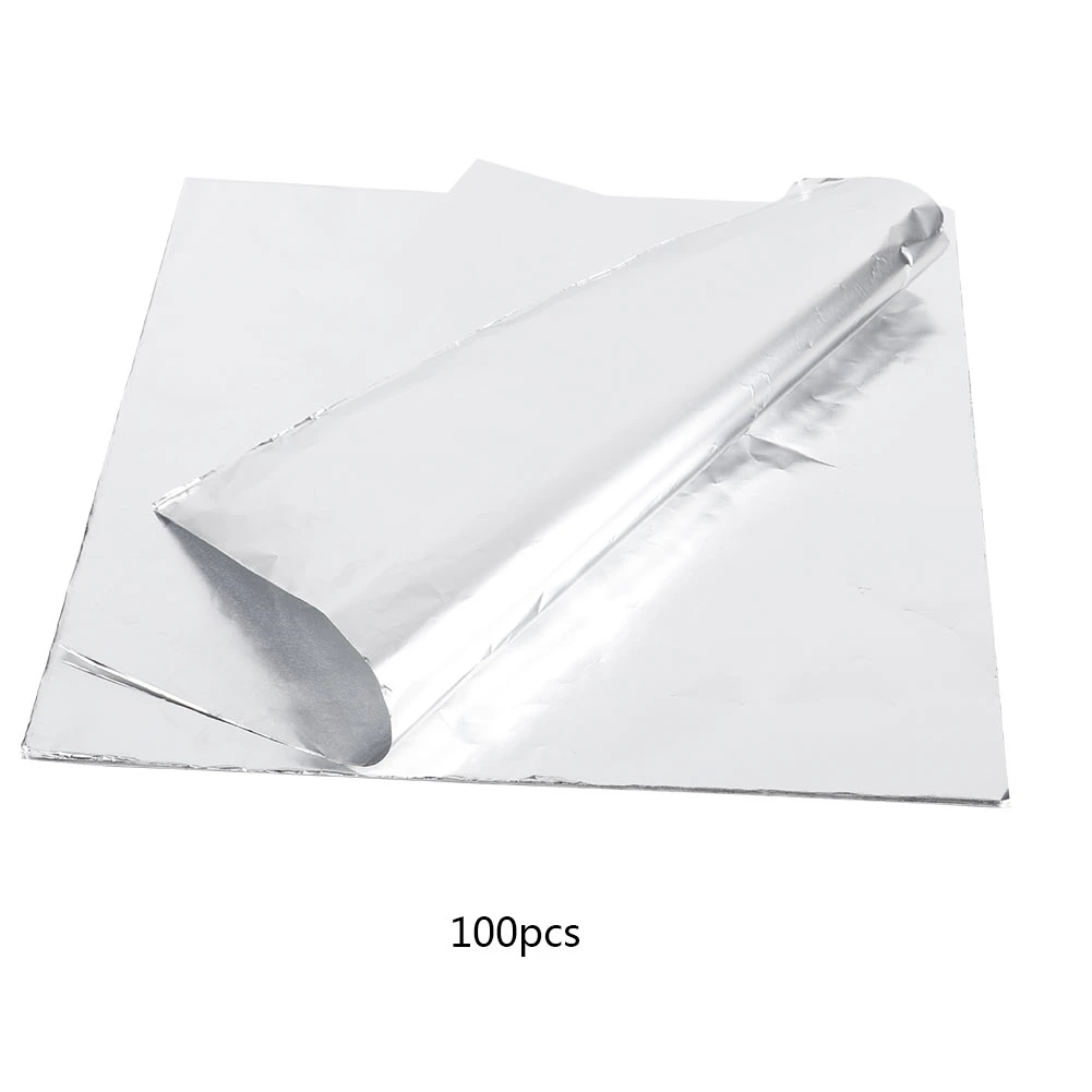 100Pcs Thickened High Temperature Resistant Aluminum Foil Wrap Paper for BBQ Barbecue Baking