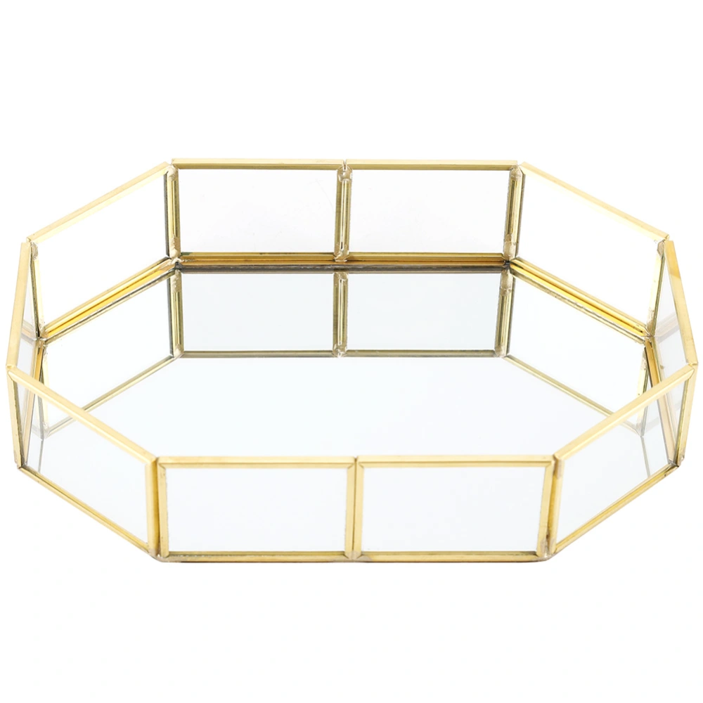 Vintage Makeup Jewelry Organizer Mirrored Glass Tray Home Decorative (Small Size)