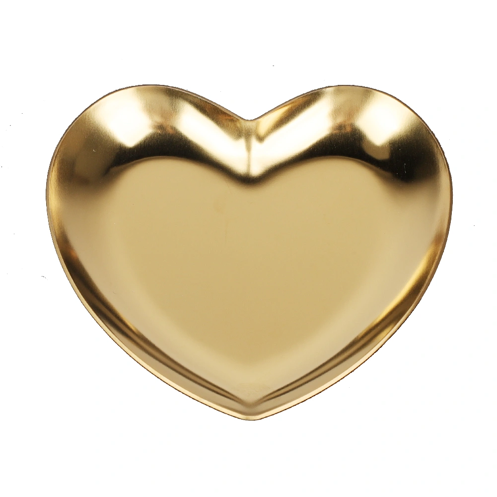 Stainless Steel Heart Shaped Plate Tea Tray Fruit Tray Cosmetics Jewelry Organizer(Gold)