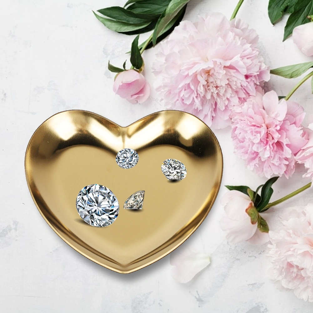 Stainless Steel Heart Shaped Plate Tea Tray Fruit Tray Cosmetics Jewelry Organizer(Gold)