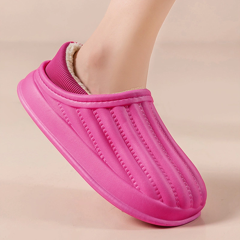 Fashion Thickened Couple Slippers Women's Winter Shoes Home Warm Plush Confinement Shoes