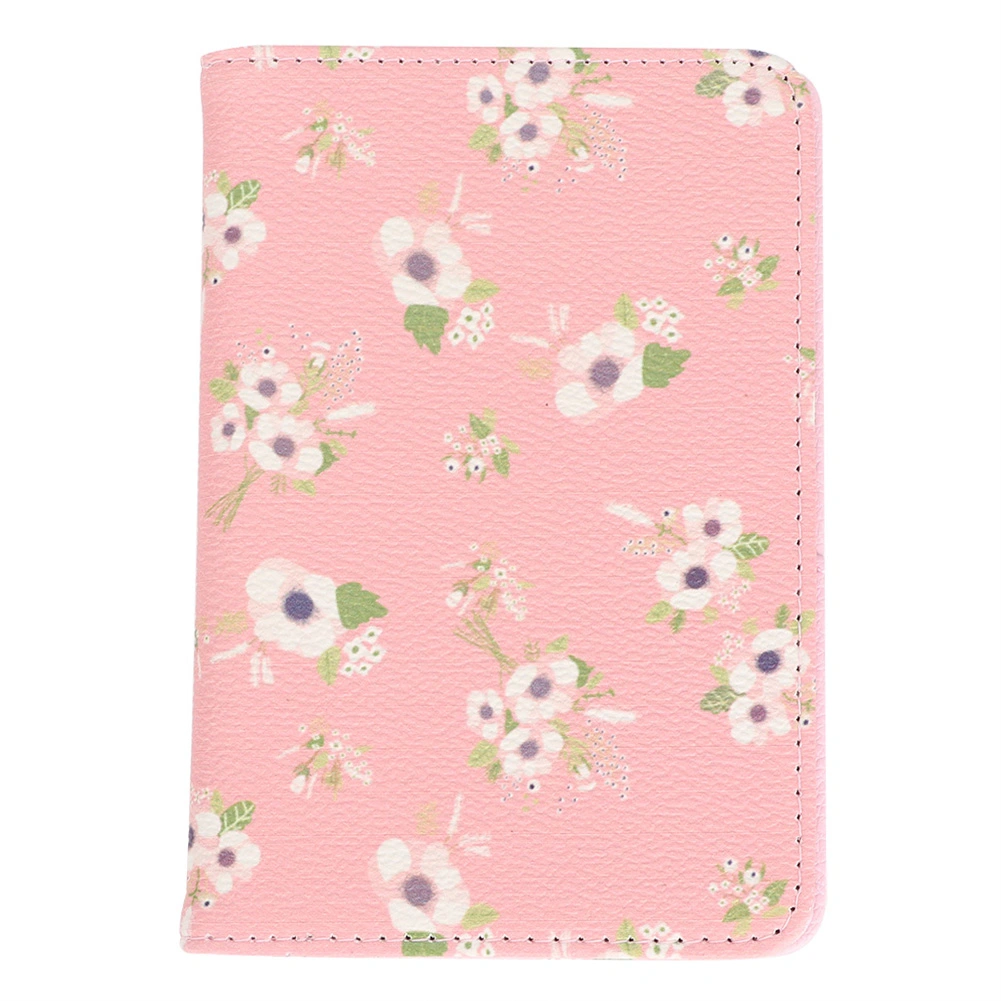 Multi function Travel Passport Holder Card Case Protector Package Organizer(Pink flowers)