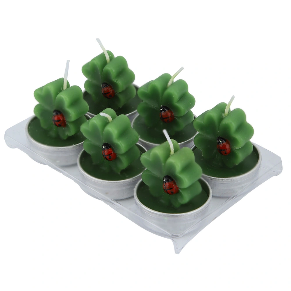 6Pcs Four Leaf Clover Candles Decorative Tea Light Candles for Home Party Wedding Decoration