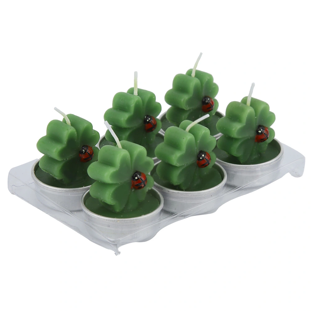 6Pcs Four Leaf Clover Candles Decorative Tea Light Candles for Home Party Wedding Decoration