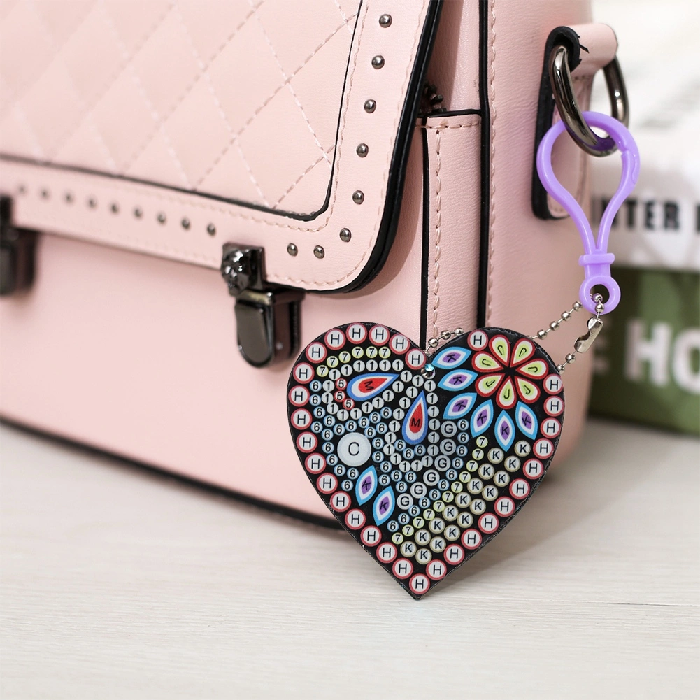 5 pcs Set DIY Heart shaped Keychain Pendant with Drill Full Rhinestone