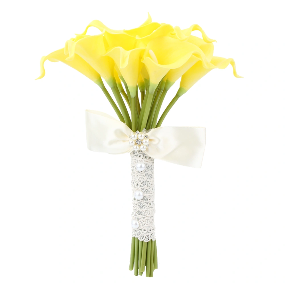 Common Calla Artificial Flower Bridal Bouquet Weeding Party Home Decoration Yellow