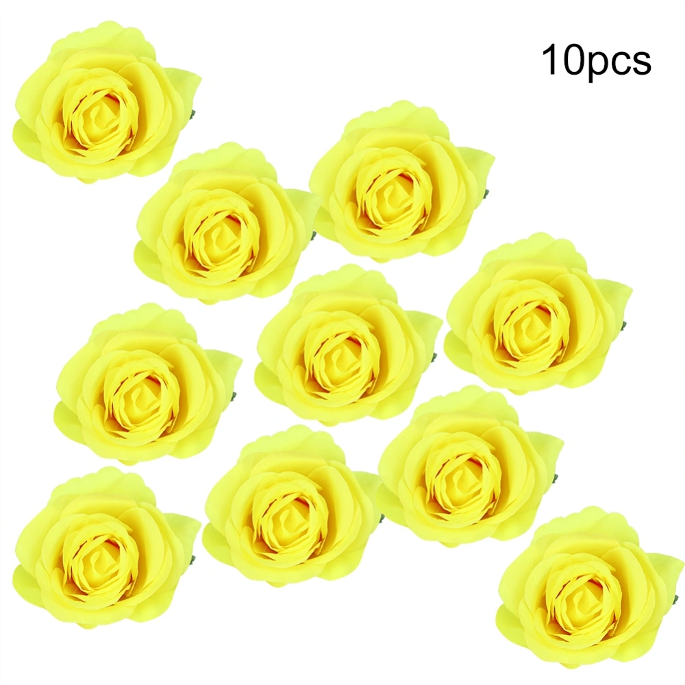 Artificial Rose Fake Flowers Head for Home Wedding Celebration Decoration Yellow