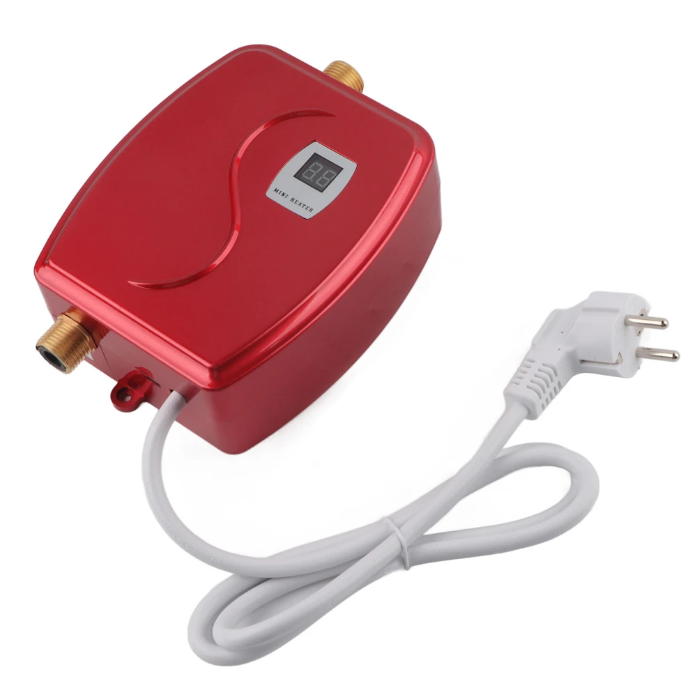 220V 3800W Mini Electric Tankless Instant Hot Water Heater Bathroom Kitchen Washing EU Plug Red