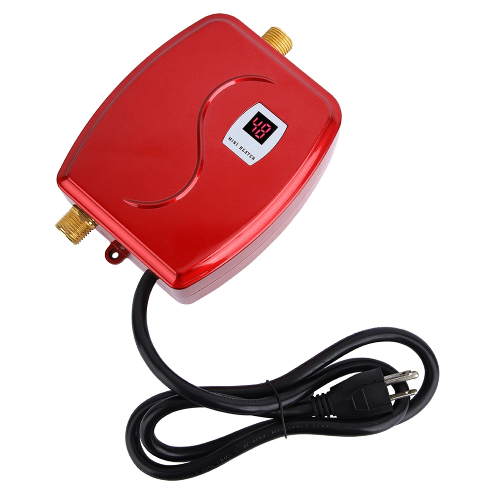 110V 3000W Mini Electric Tankless Instant Hot Water Heater Bathroom Kitchen Washing US Plug Red