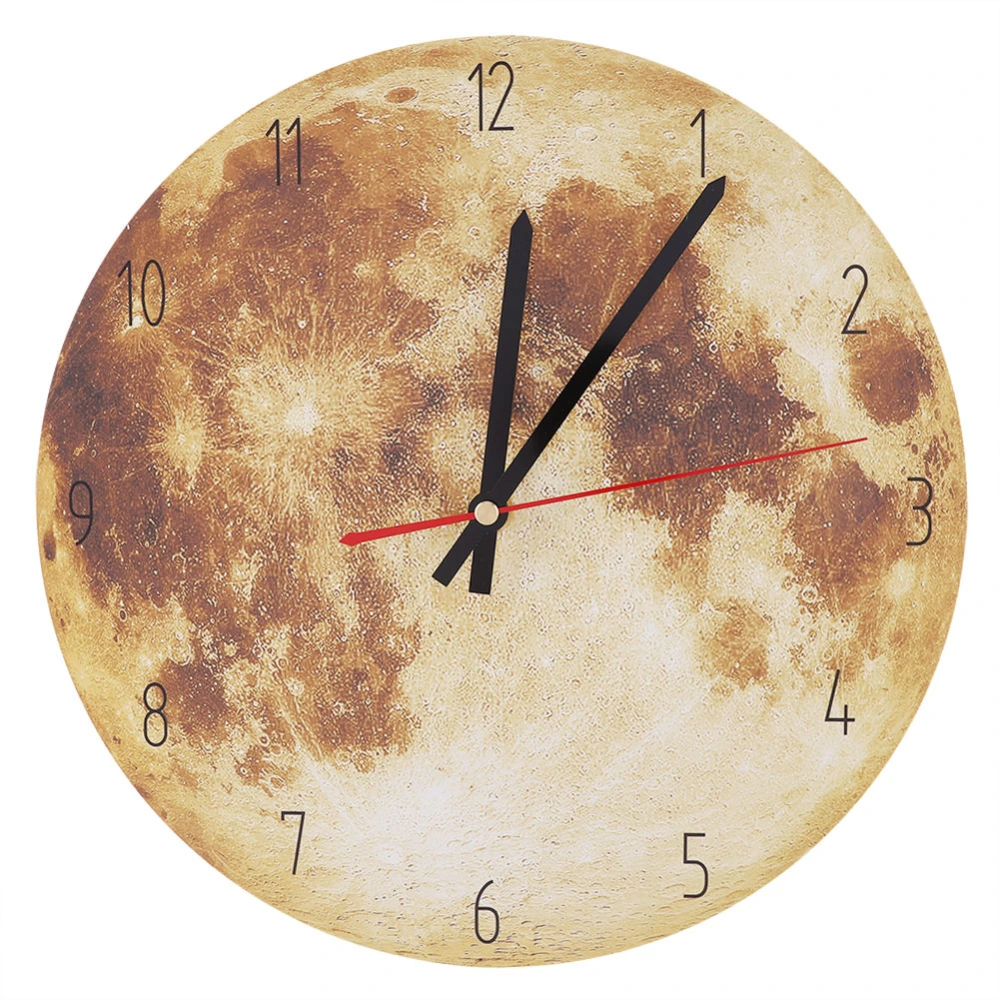 1Pc Moon Design Wall Hanging Clock Silent Watch for Living Room Bedroom Decoration(C)