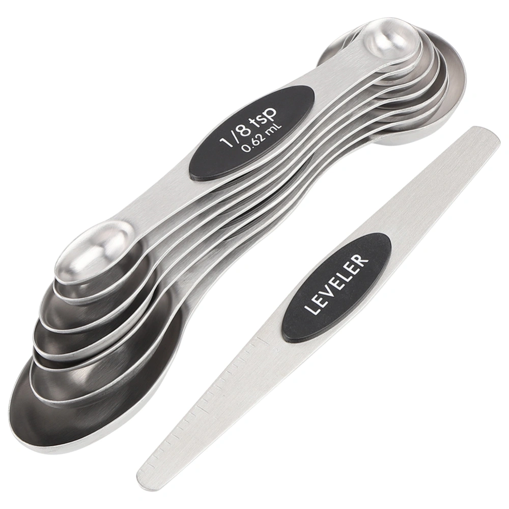 8Pcs/Set Stainless Steel Magnetic Measuring Spoons Cups with Scraper for Coffee Seasoning