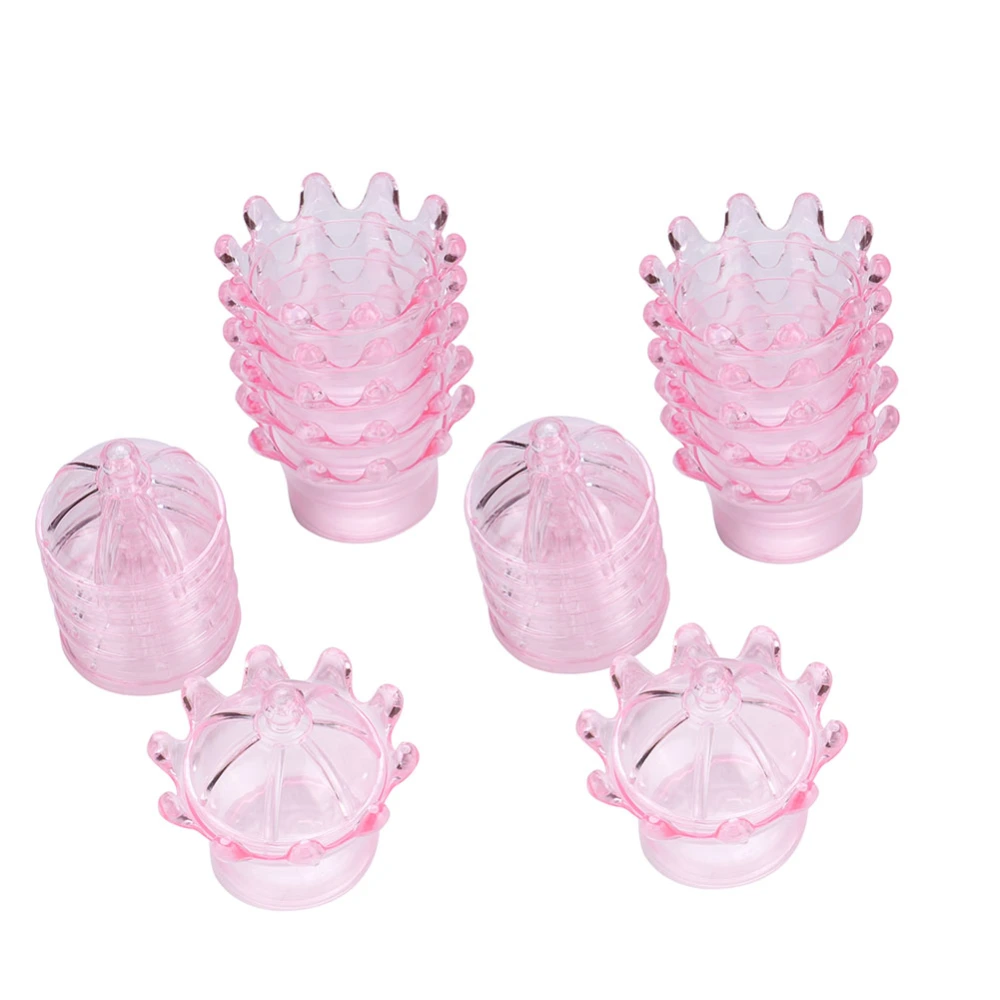 12Pcs Gift Bags Transparent Crown Plastic Candy Box For Party Gift Chocolate Boxs（Pink）