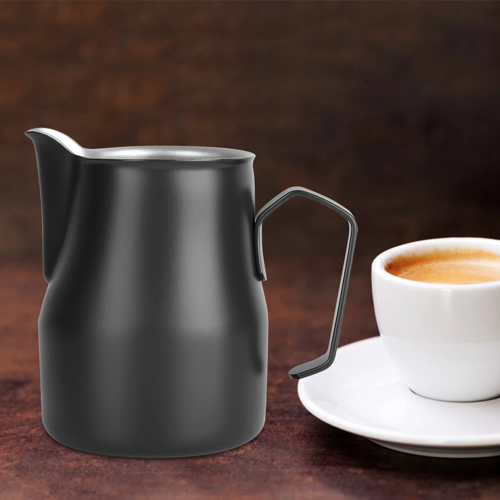 500ml Stainless Steel Milk Frothing Cup Coffee Pitcher Jug Latte Art for Coffee Shop (Black)