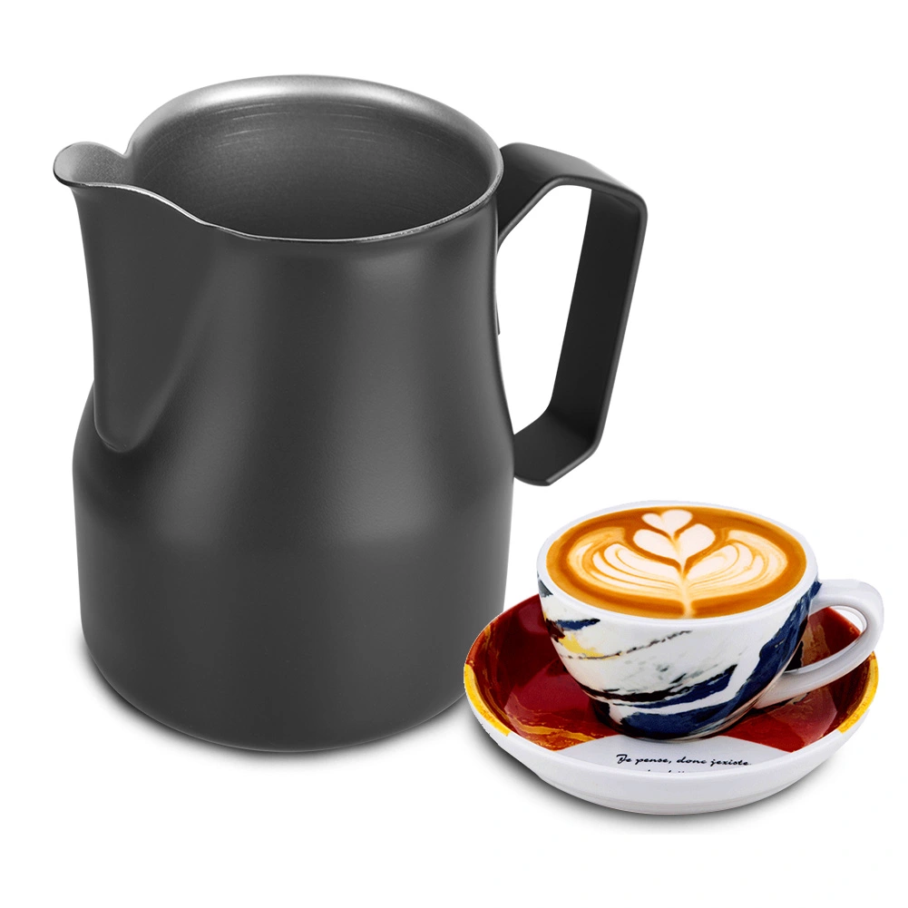 500ml Stainless Steel Milk Frothing Cup Coffee Pitcher Jug Latte Art for Coffee Shop (Black)