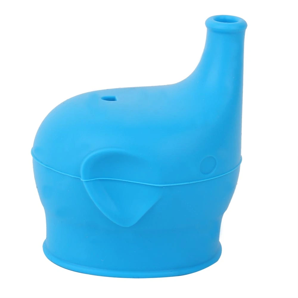 Silicone Elephant Shape Cup Lids Reusable Cup Cover Spillproof Baby Drinking Tools (blue)