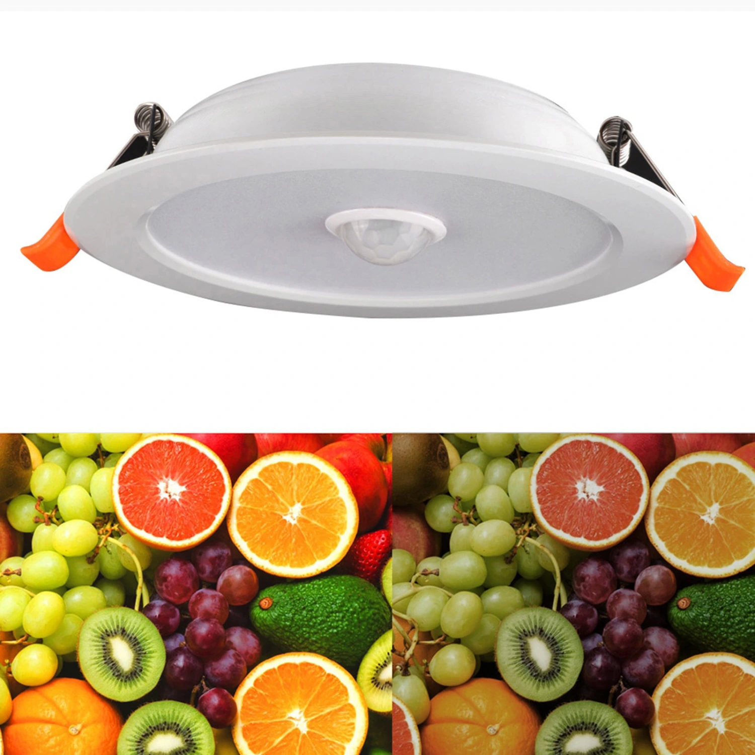 12W AC85‑265V LED Ceiling Light Downlight Human Body Sensor Recessed Lamp for Home Indoor (Warm White 3000K)