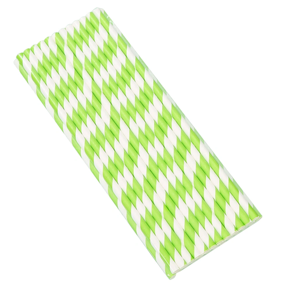 25 Stick Disposable Paper Straws Party Dessert Juice Decoration Environmental Straw(Green)