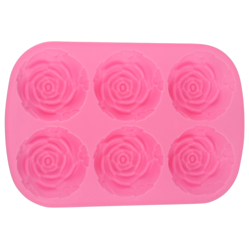 6-Cavity RosE Shaped Silicone Pudding Chocolate Cake Mold Microwave Freezer Safe Pink