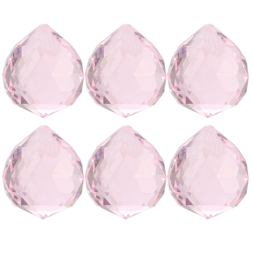 DIY Multi-Color 30mm Chandelier Crystal Ball Prisms Drops Wedding Decorations,Pack of 6（Pink）