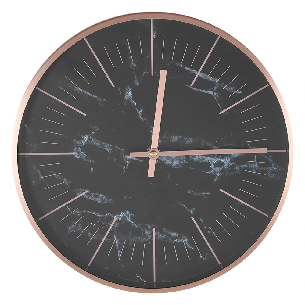 Modern Marble Pattern Wall Clock Wall Decor Home Office Bedroom Decoration (Black)