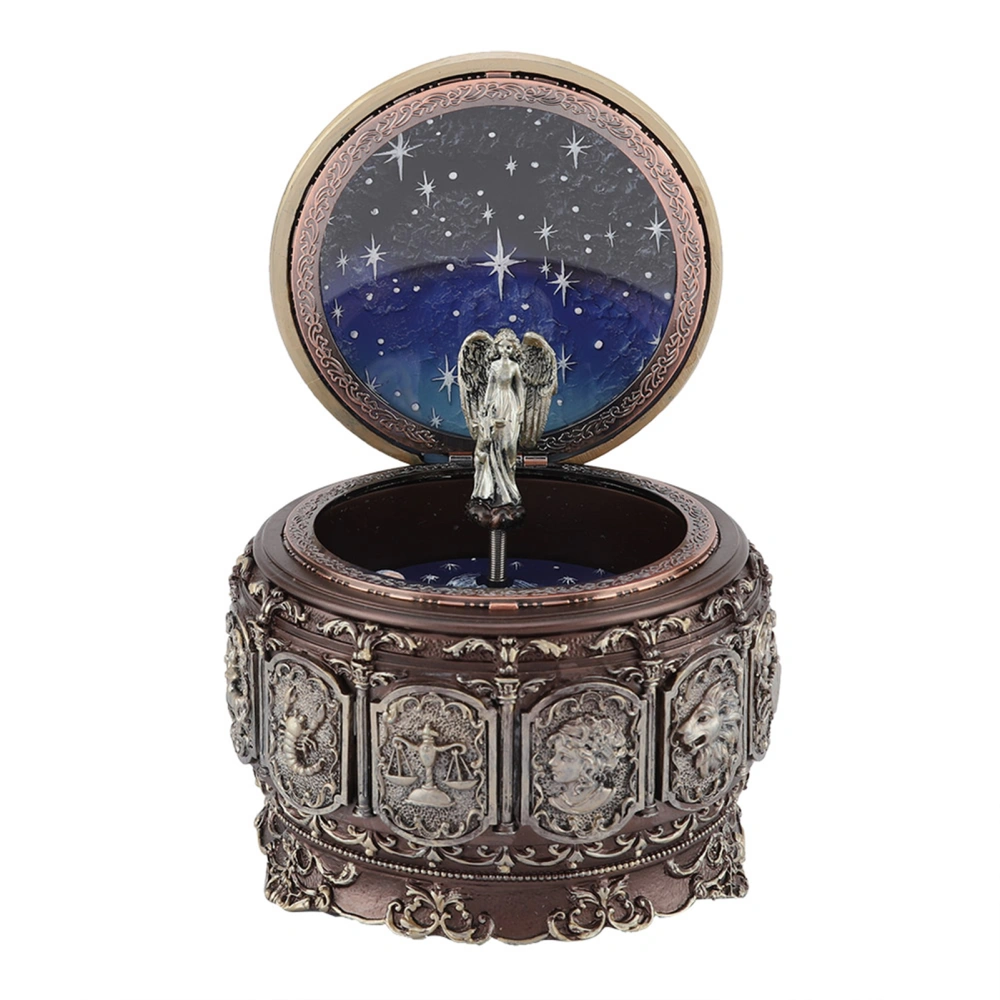 Vintage Music Box with 12 Constellations Rotating Goddess Twinkling LED Light(Capricornus)