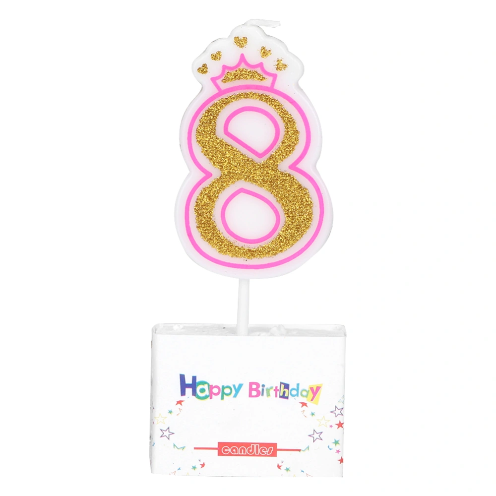 New Girls Kids Birthday Candle Party Crown Smoke free Cake Candles Numbers Age 0-8（8）