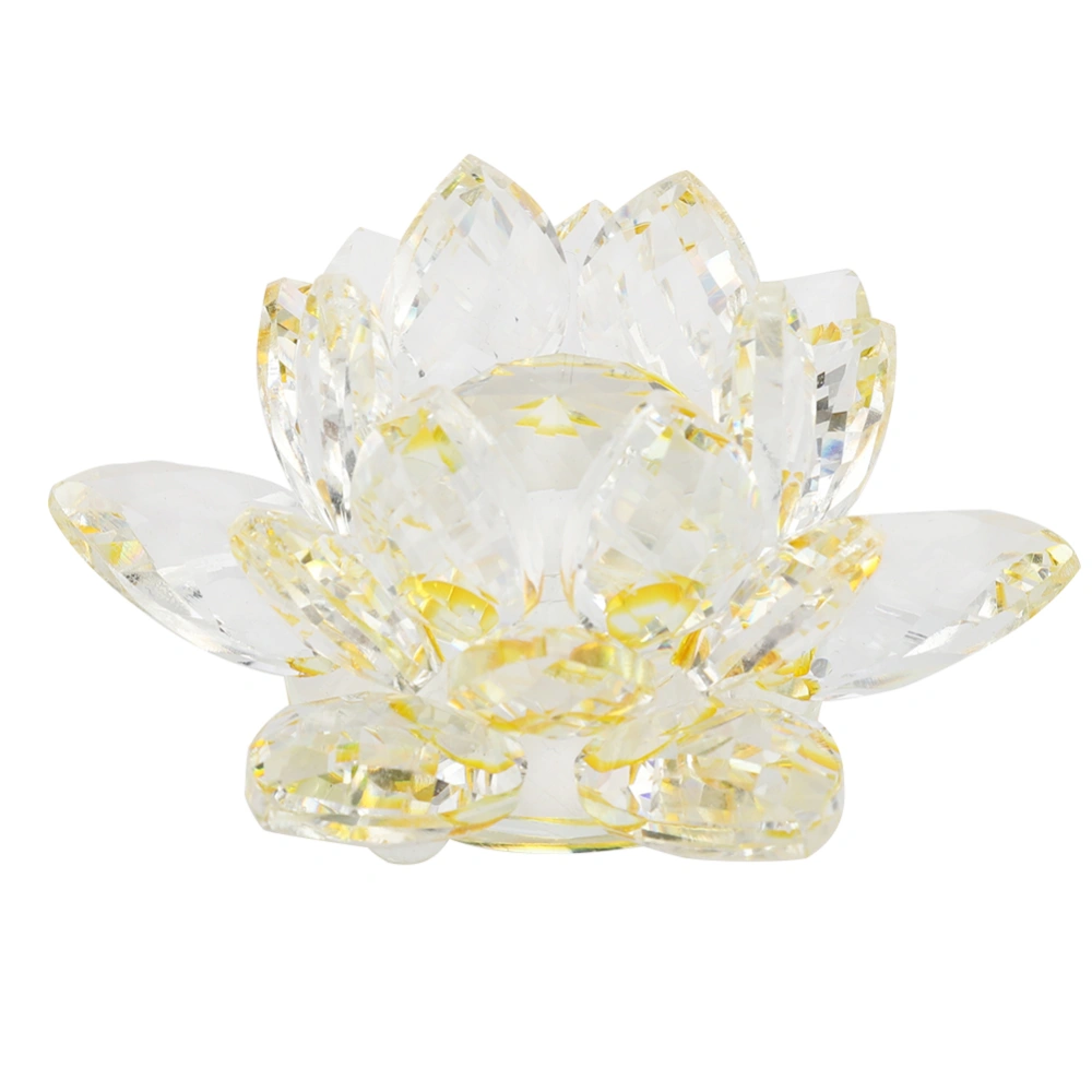 80mm Quartz Crystal Lotus Crafts Paperweight Home Wedding Party Decoration (Yellow)