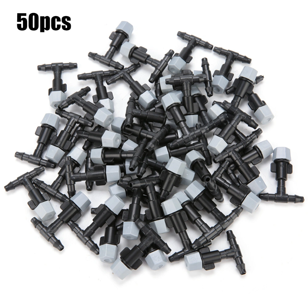 50pcs Tee Joint Micro Drip Irrigation System Hose Connectors Watering Garden Drippers