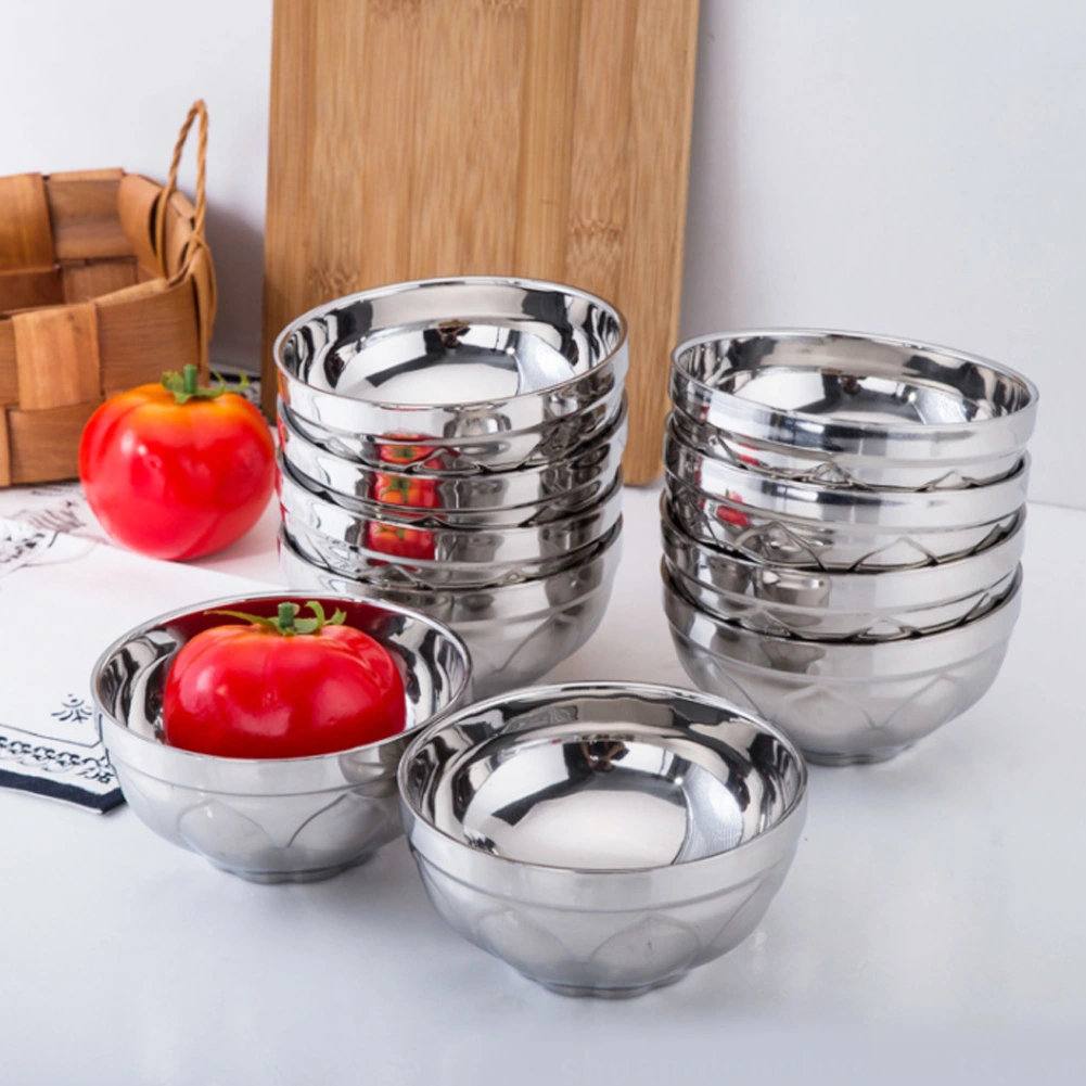 Stainless Steel Double Walled Insulated Bowl Home Restaurant Canteen