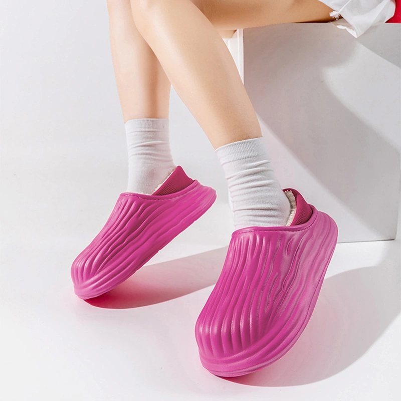 Fashion Thickened Winter Slippers Women's Indoor Outdoor Shoes Home Warm Plush Confinement Shoes