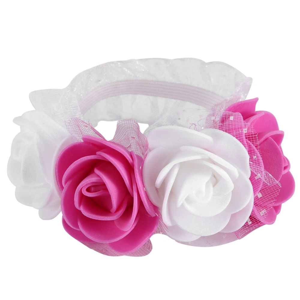 2pcs Beautiful Hand Flower Bridesmaid Wrist Corsage Decorations Rose Satin（white+Rose Red）