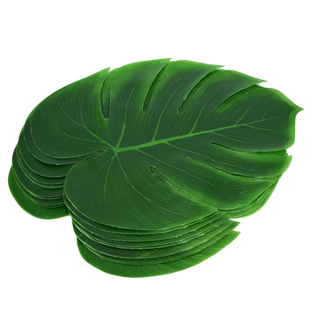 12Pcs Monstera Leaf Table Flag Cutlery Mat Coaster Family Wall Decoration Fake Flower