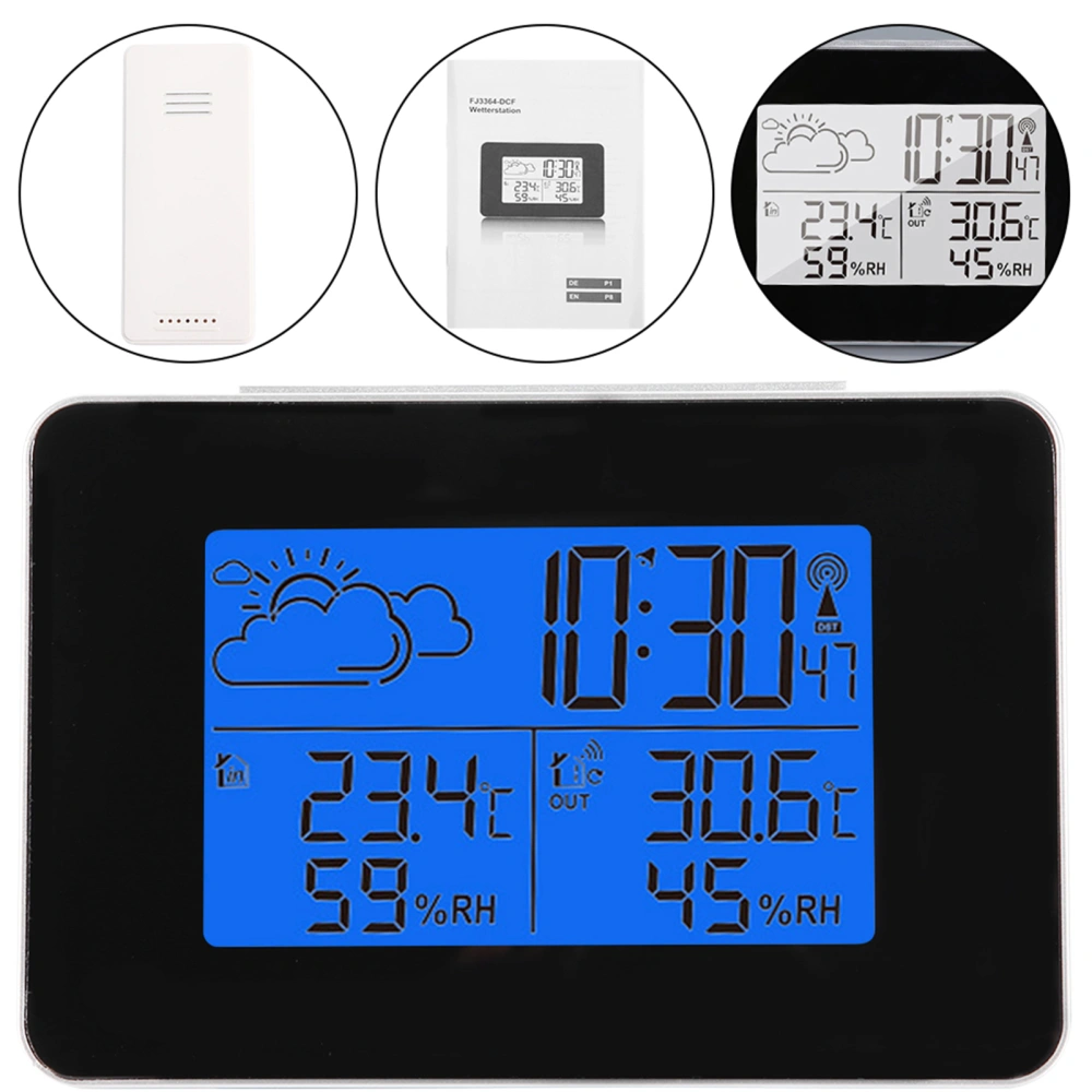 Wireless LCD Forecast Weather Station Digital Alarm Clock Indoor Outdoor Sensor