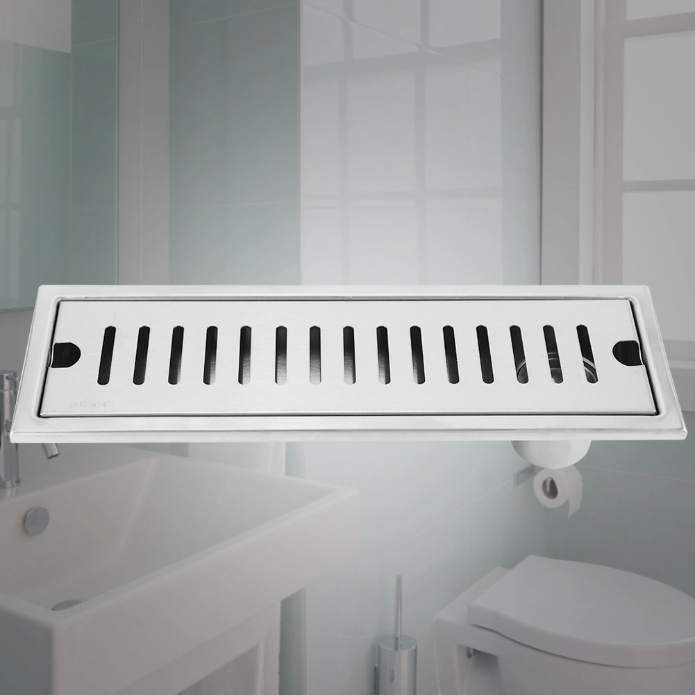 Large Flow Stainless Steel Rectangle Shower Floor Drain Bathroom Drainage Gully(side drainage)