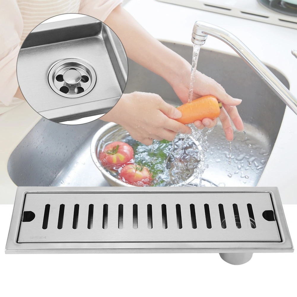 Large Flow Stainless Steel Rectangle Shower Floor Drain Bathroom Drainage Gully(side drainage)